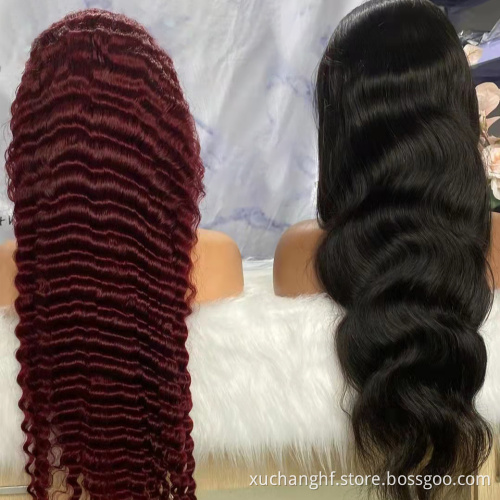 Peruvian Deep Wave Wigs HD Transparent Lace Front Human Hair Wigs 13x6 PrePlucked 150% Density Human Hair Wigs